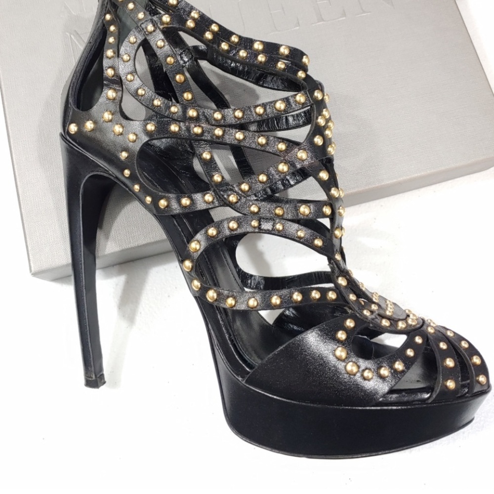 Alexander McQueen Black and Gold 5” Heels with Platform